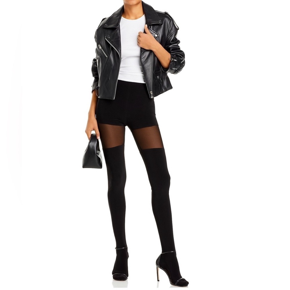 Norma Kamali Thigh High Look Shorts Leggings in Black, Size M NWT